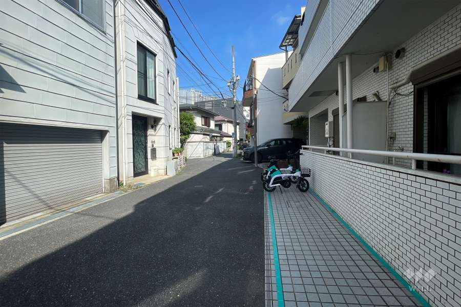 敷地南西側の前面道路（南東側から）