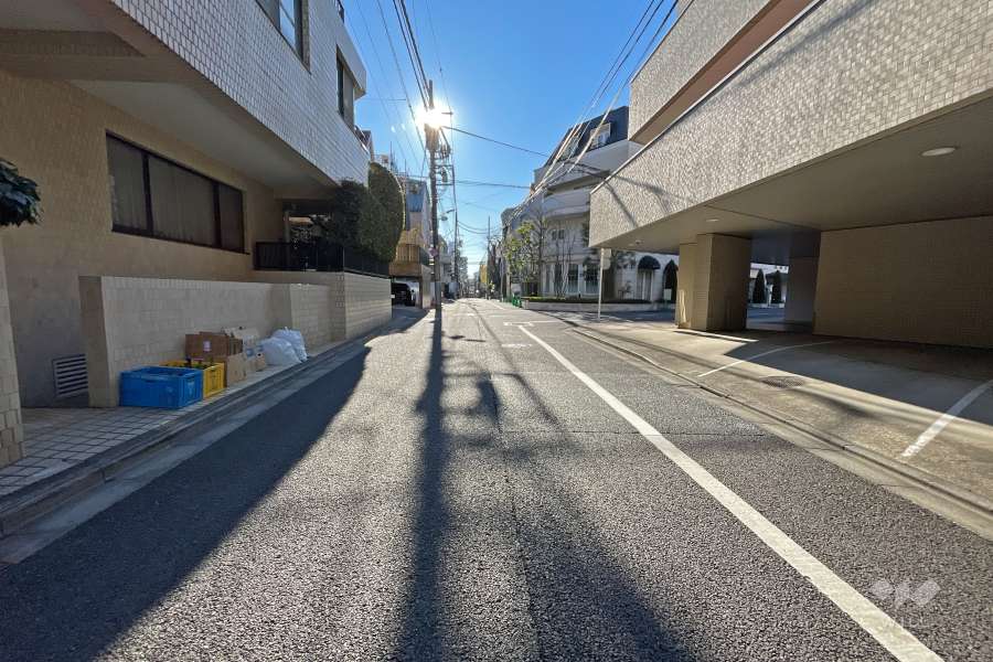 敷地北東側の前面道路（北西側から）