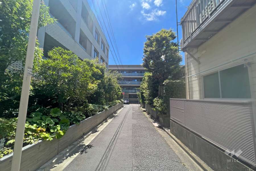 敷地西側の前面道路