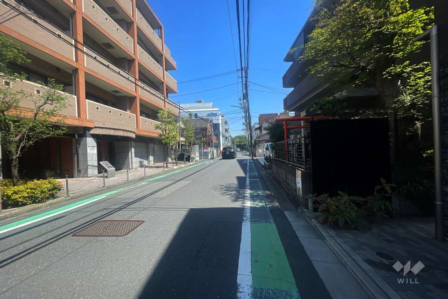 敷地北西側の前面道路（南西側から）