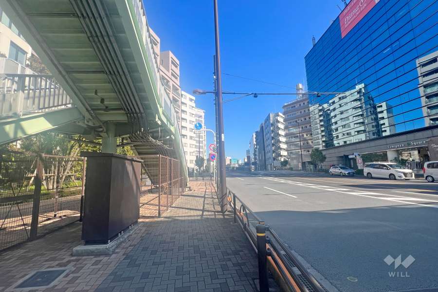 敷地南側の前面道路（西側から）