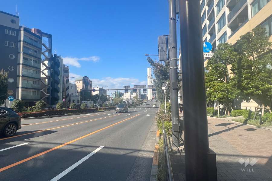 敷地西側の前面道路（南側から）