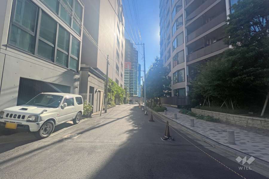 敷地東側の前面道路（北側から）