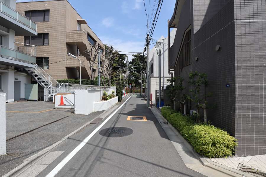 敷地北西側の前面道路(南西側から)
