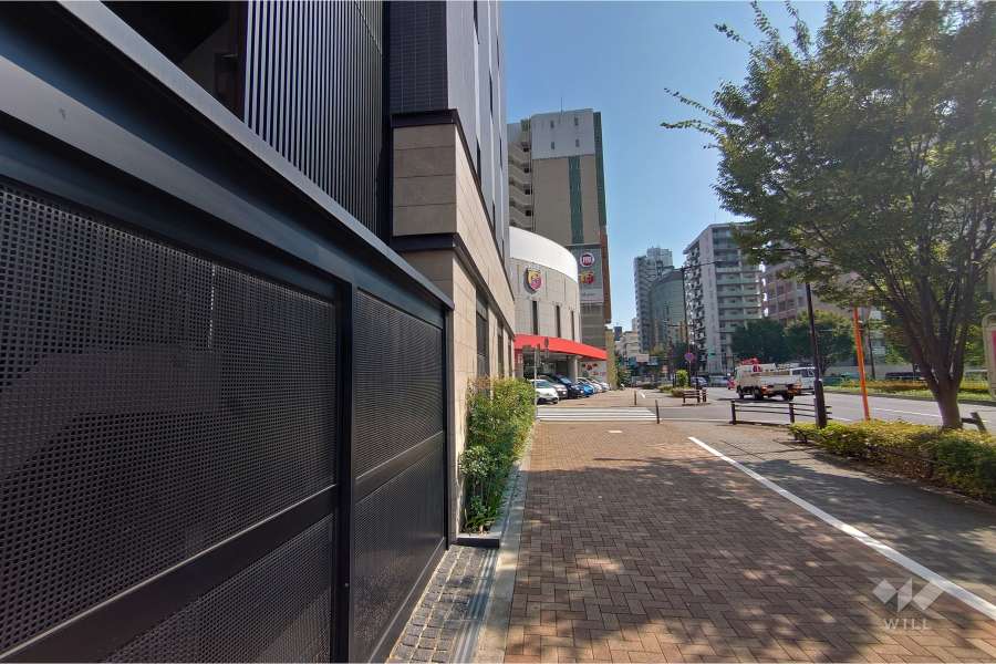 敷地南西側の前面道路（北西側から）