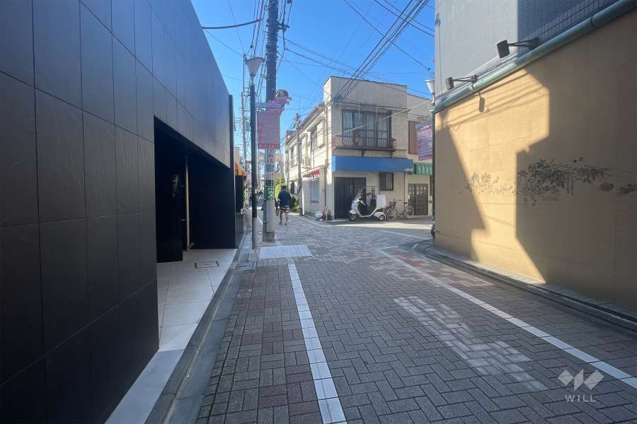 敷地北東側の前面道路(南東側から)