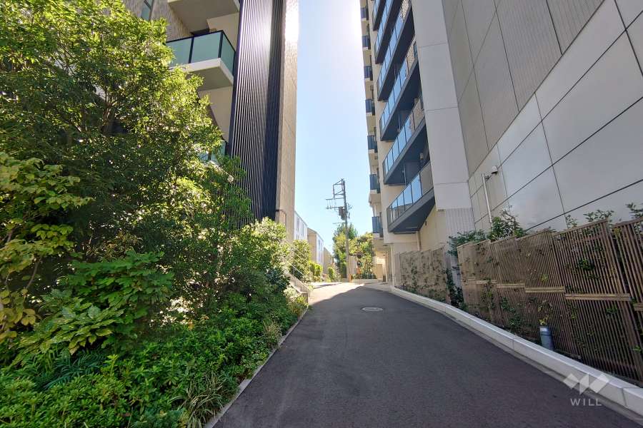 敷地北西側の前面道路（北東側から）