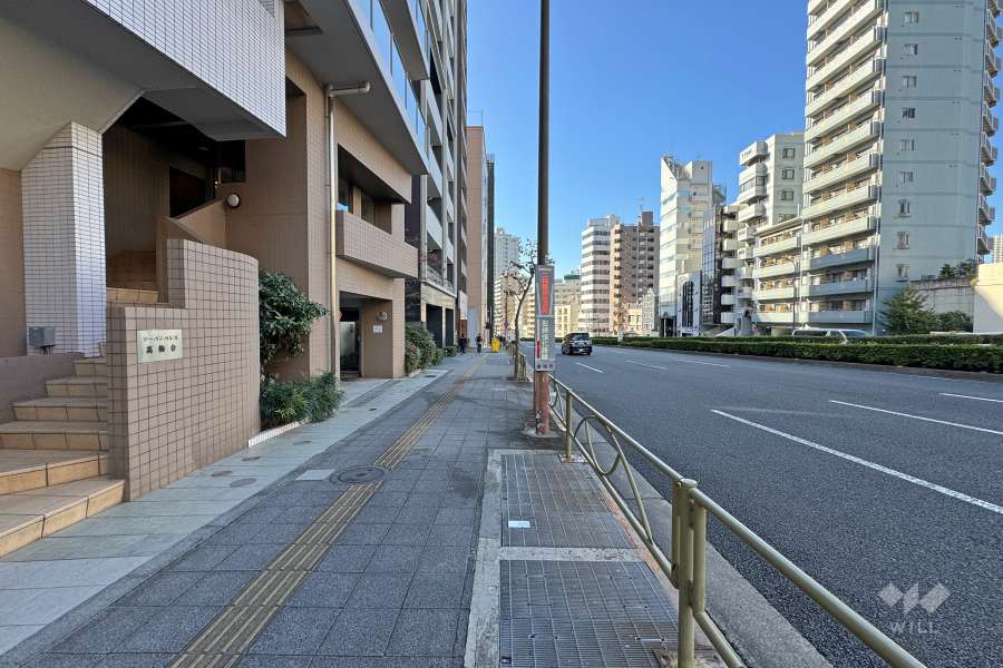 敷地北西側の前面道路（北東側から）