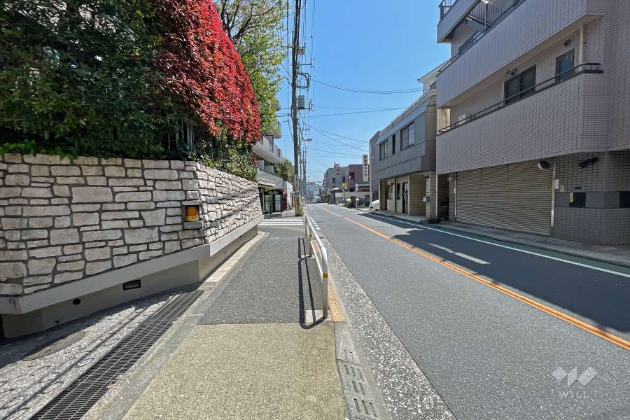 敷地南西側の前面道路（北西側から）