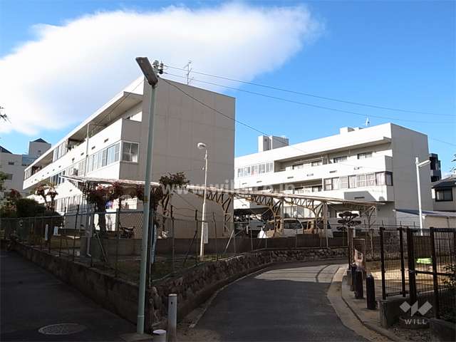 西大島住宅の全景（南棟と北棟の2棟で構成されています。）