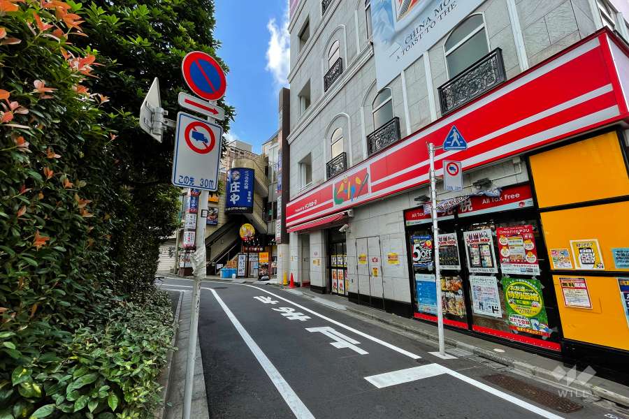 敷地北西側の前面道路（北東側から）