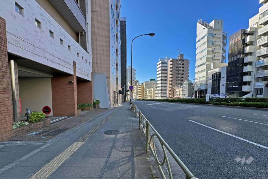 敷地北西側の前面道路（北東側から）