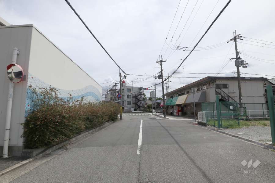 敷地南側の前面道路(西側から)