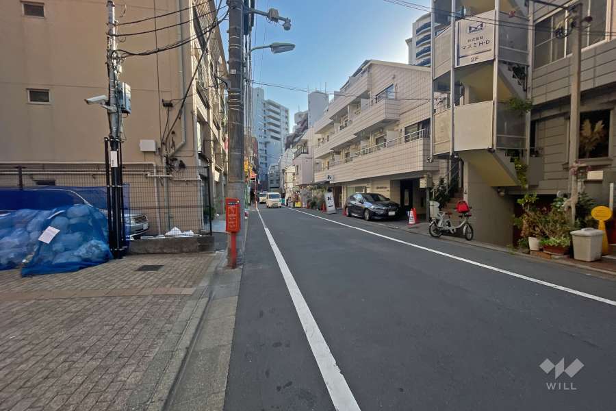 敷地西側の前面道路（北側から）