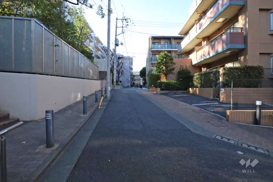 敷地北東側の前面道路（南東側から）