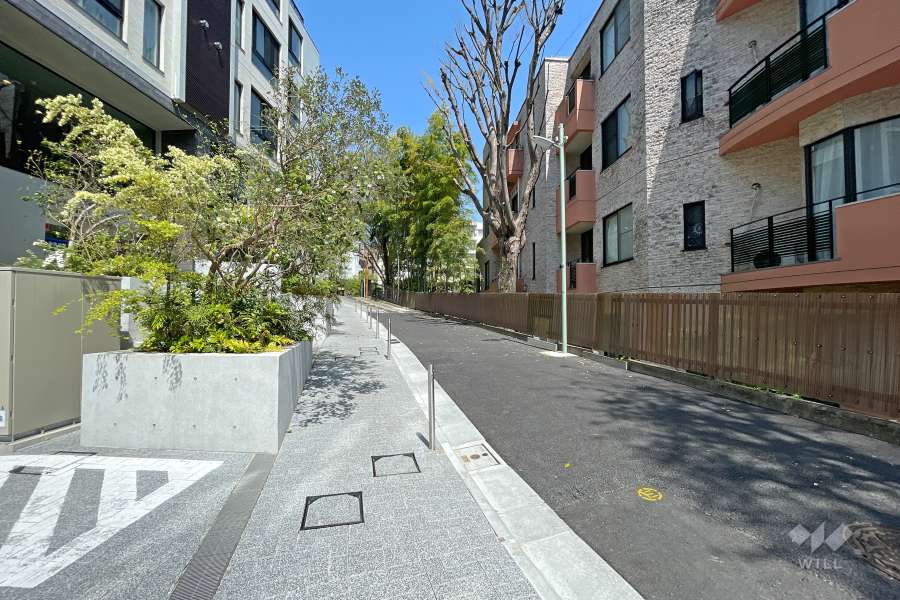 敷地北東側の前面道路（南東側から）