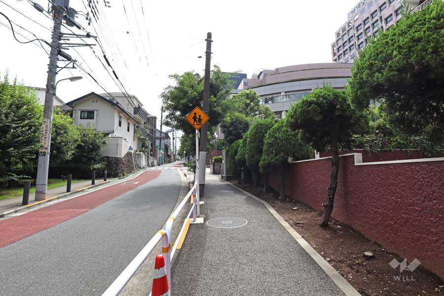 敷地東側の前面道路（北側から）