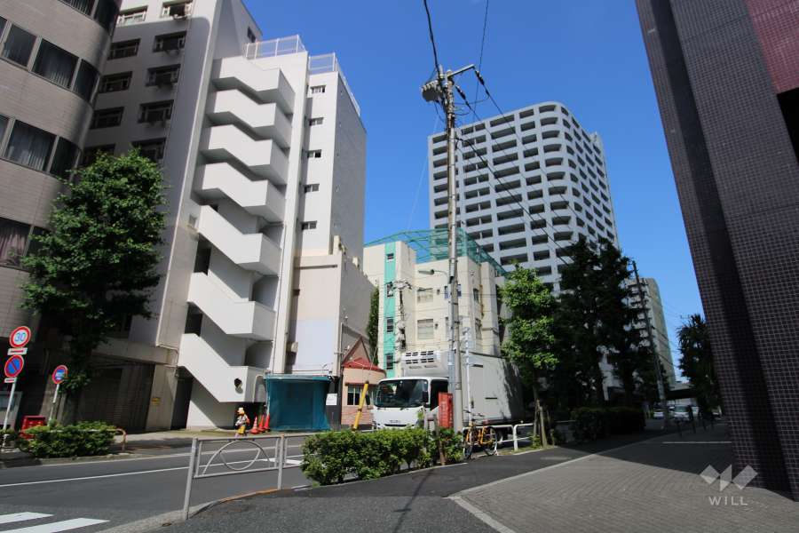 敷地南西側の前面道路（南東側から）