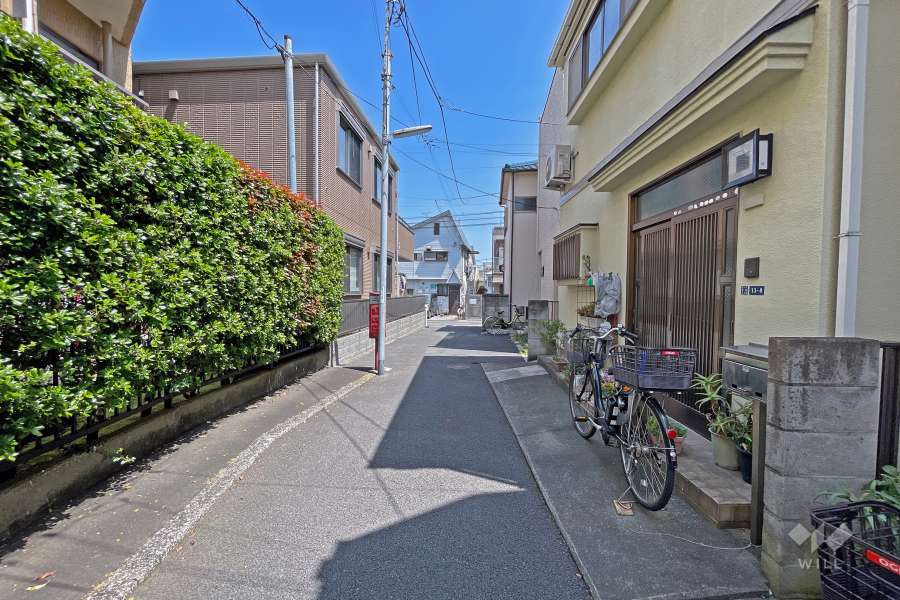 敷地南側の前面道路（西側から）
