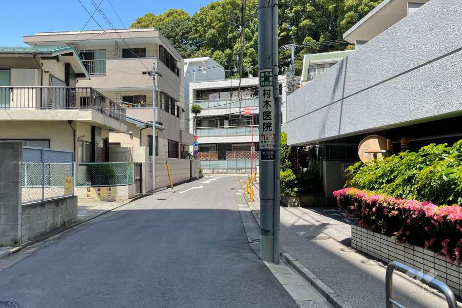 敷地西側の前面道路（南側から）