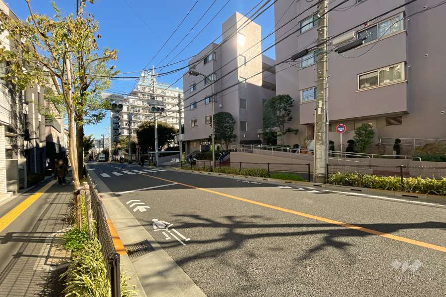 敷地北西側の前面道路（南西側から）
