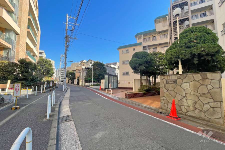 敷地北西側の前面道路（南西側から）