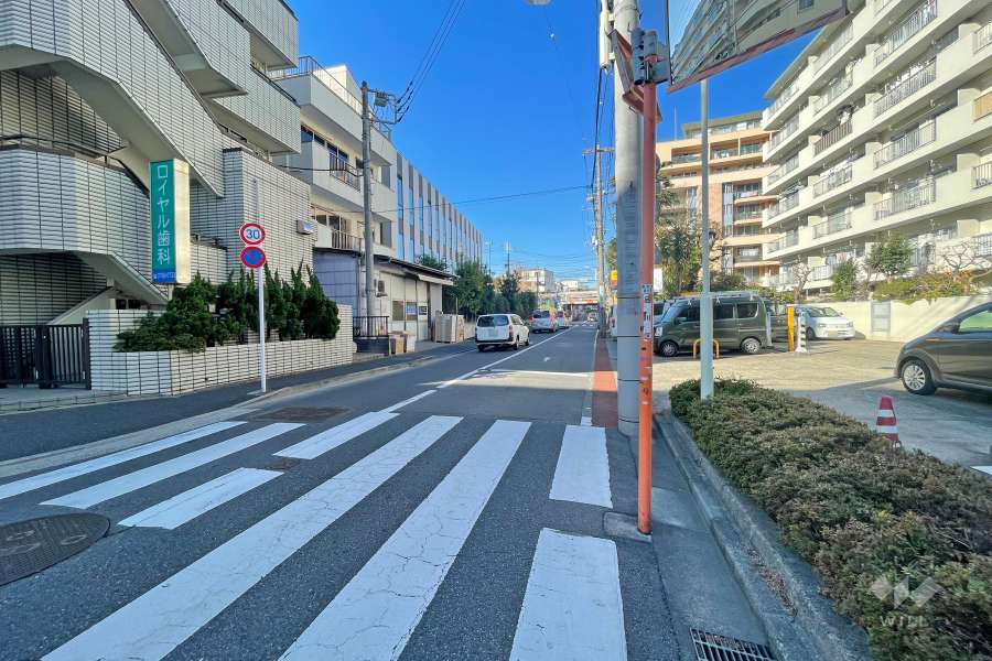 敷地南側の前面道路（東側から）