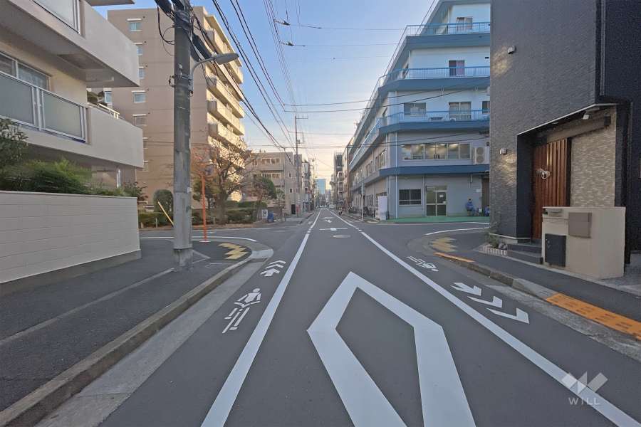 敷地の西側前面道路（北側から）