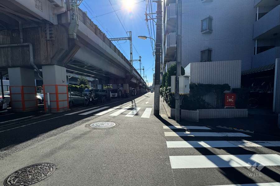 敷地東側の前面道路（北側から）