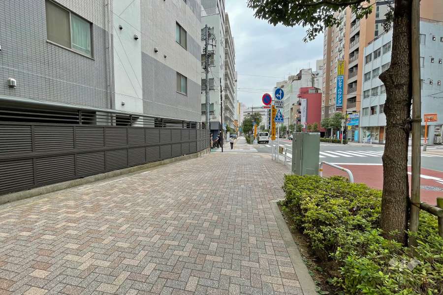 敷地南側の前面道路（西側から）