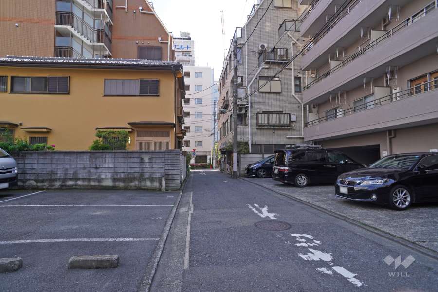 敷地東側の前面道路（北側から）