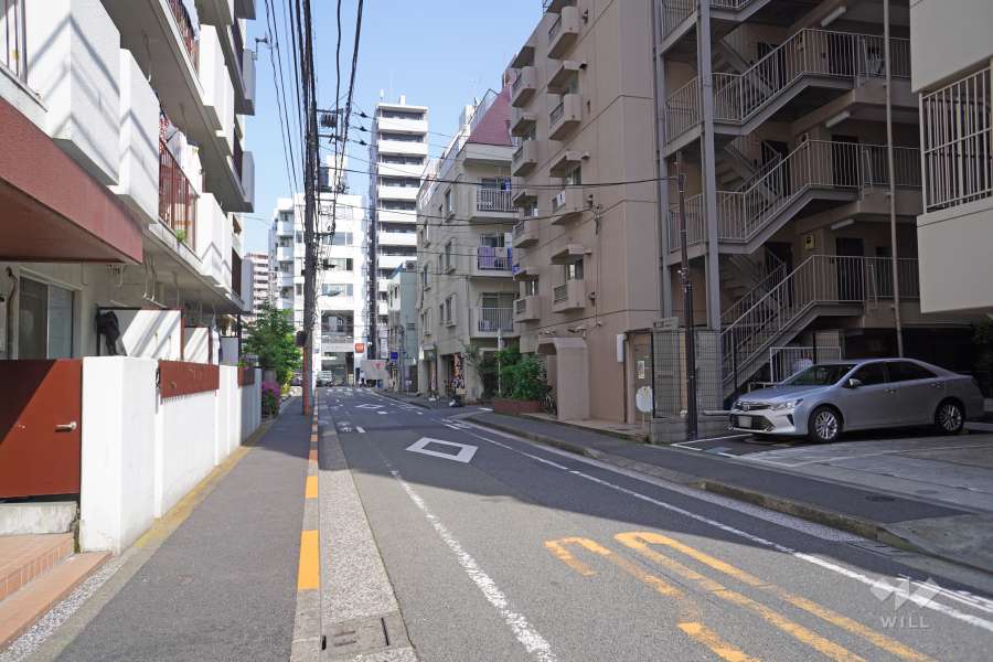 敷地南側の前面道路（西側から）