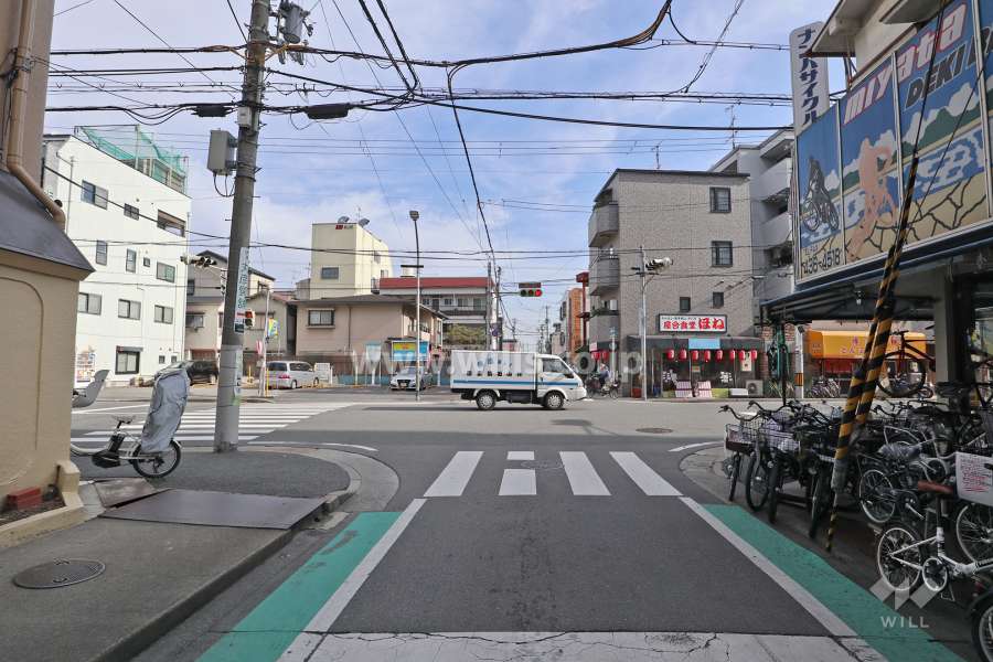敷地南側の前面道路(西側から)