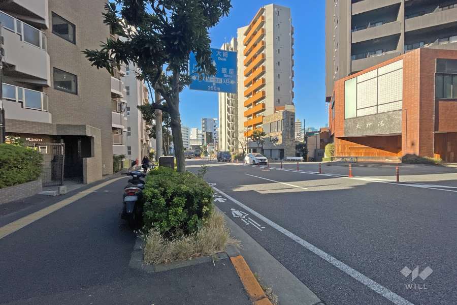 敷地北側前面道路（東側から）は国道357号線です。