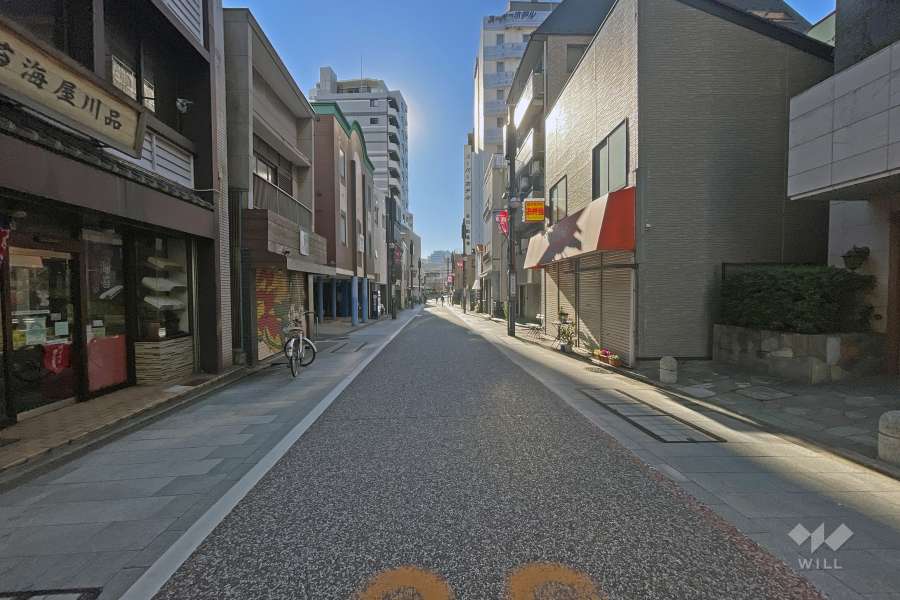 敷地の東側道路（北側から）は旧東海道です。