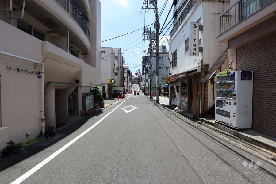 敷地北西側の前面道路（北東側から）