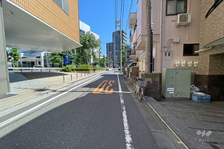 敷地東側の前面道路（北側から）