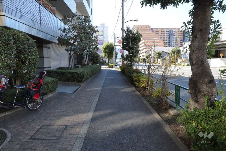 敷地西側の前面道路