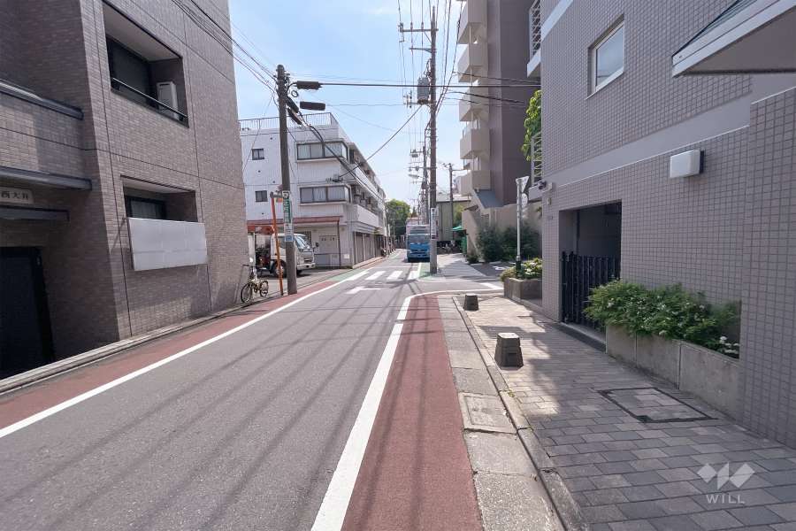敷地北側の前面道路（西側から）