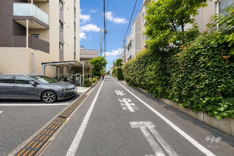 敷地東側の前面道路（北側から）