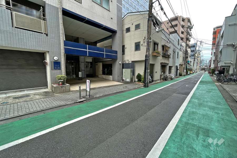 敷地西側の前面道路（南側から）