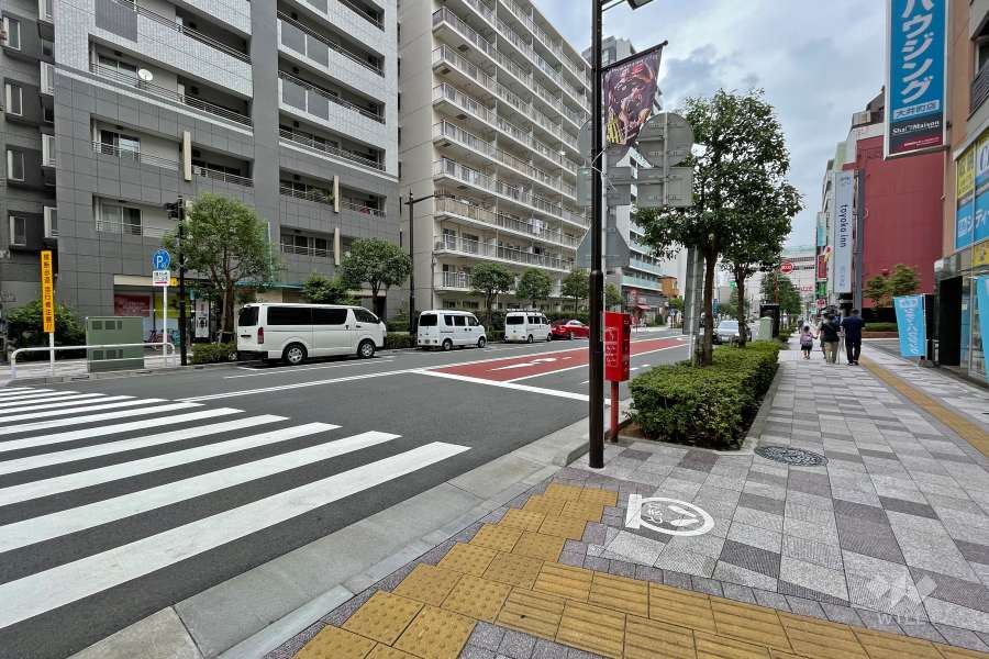 敷地南側の前面道路（西側から）