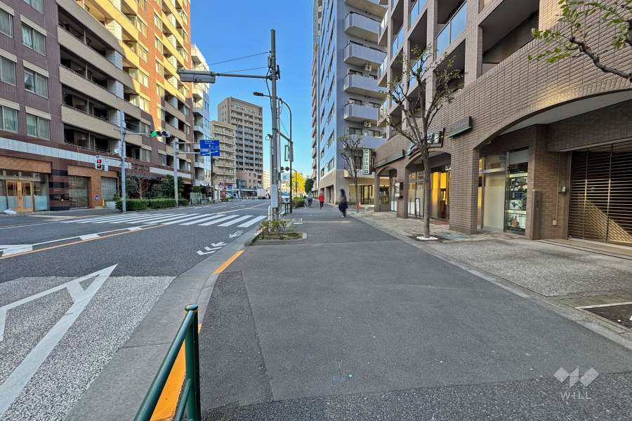 敷地北西側の前面道路（西側から）