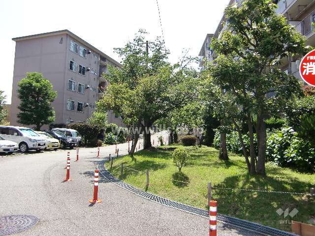 敷地内の道路。（左奥が4号棟）