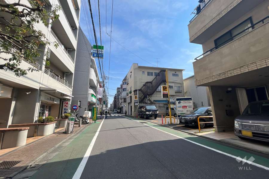 敷地南側の前面道路（西側から）