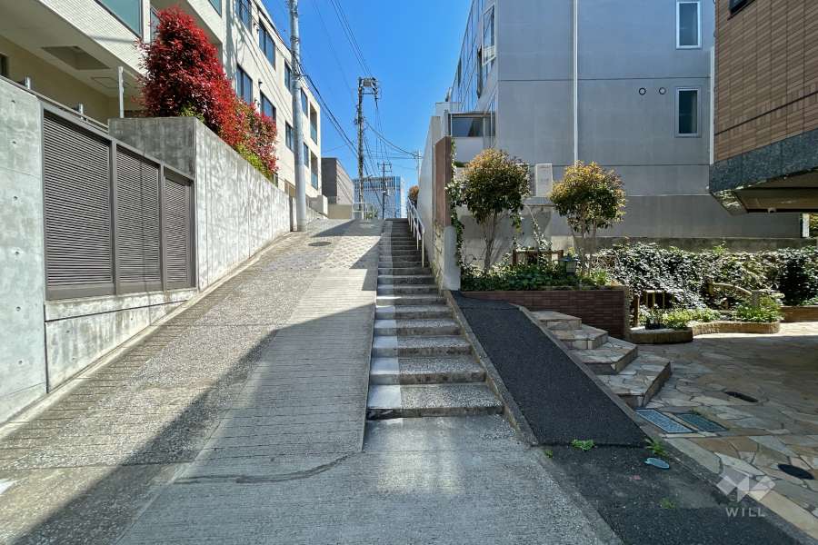 敷地北側の前面道路（西側から）