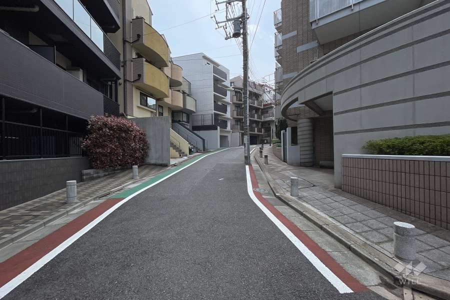 敷地東側の前面道路（北側から）