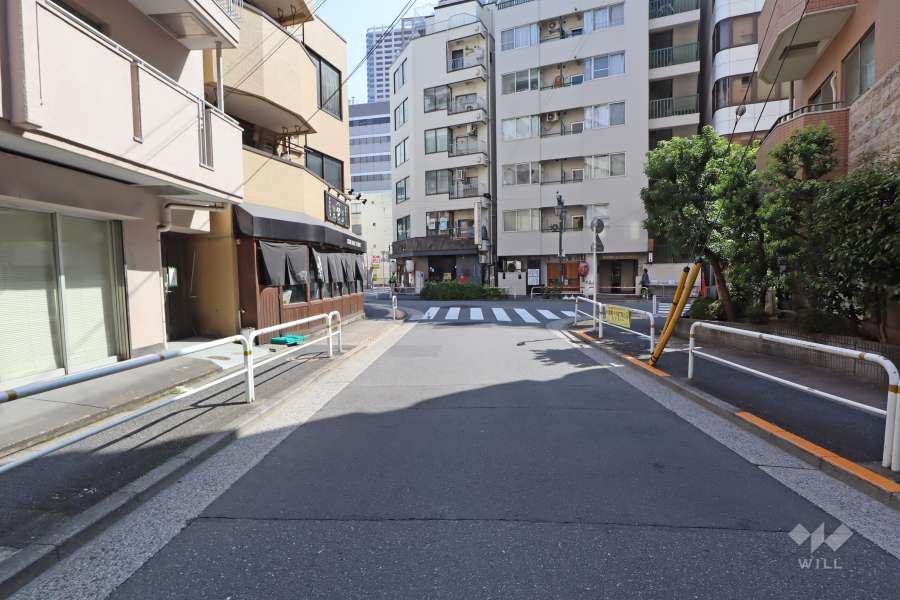 敷地東側の前面道路（北側から）