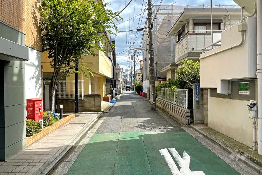敷地の東側前面道路（南側から）