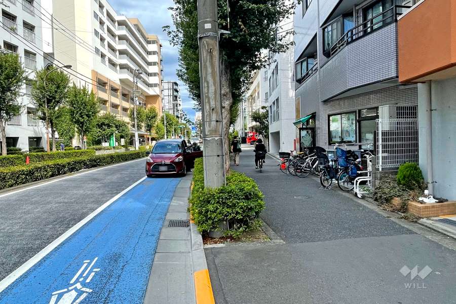 敷地の南側前面道路（東側から）
